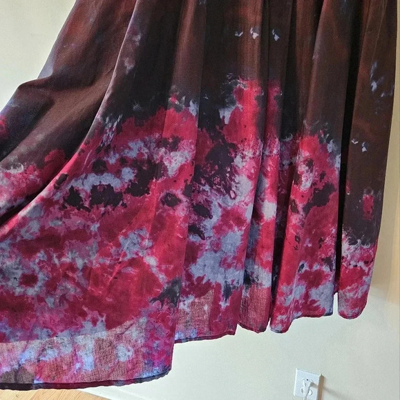 Adolfo Dominguez Tie Dye Artistic Boho Midi Feminine Multicolor Cotton Dress 6. - Picture 10 of 16